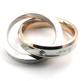 Titanium Koppels In Elkaar Grijpende Cirkels Hanger Ketting (Gratis Ketting) (Één Paar)