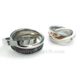 Aanbidding Liefde Titanium In Elkaar Grijpende Ringen Koppels Hanger Ketting (Gratis Ketting) (Één Paar)