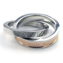 Aanbidding Liefde Titanium In Elkaar Grijpende Ringen Koppels Hanger Ketting (Gratis Ketting) (Één Paar)
