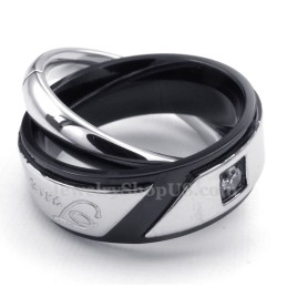 Titanium Koppels In Elkaar Grijpende Cirkels Hanger Ketting (Gratis Ketting) (Één Paar)