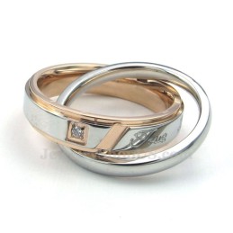 Titanium Koppels In Elkaar Grijpende Cirkels Hanger Ketting (Gratis Ketting) (Één Paar)