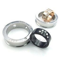 In Elkaar Grijpende Cirkels Titanium Koppelhanger Ketting (Gratis Ketting) (Één Paar)