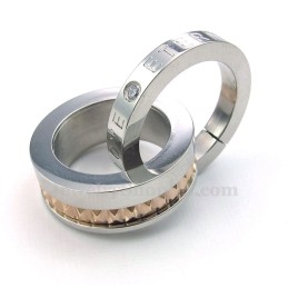 Titanium Lovers In Elkaar Grijpende Cirkels Hanger Ketting (Gratis Ketting) (Één Paar)