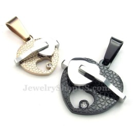 Titanium Dubbele Harten Hanger Ketting (Gratis Ketting)