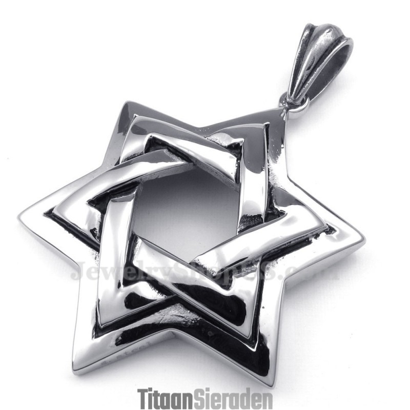 Titanium Ster Hanger Ketting Met Davidster (Gratis Ketting) Titanium Ster Hanger Ketting Met Davidster (Gratis Ketting)