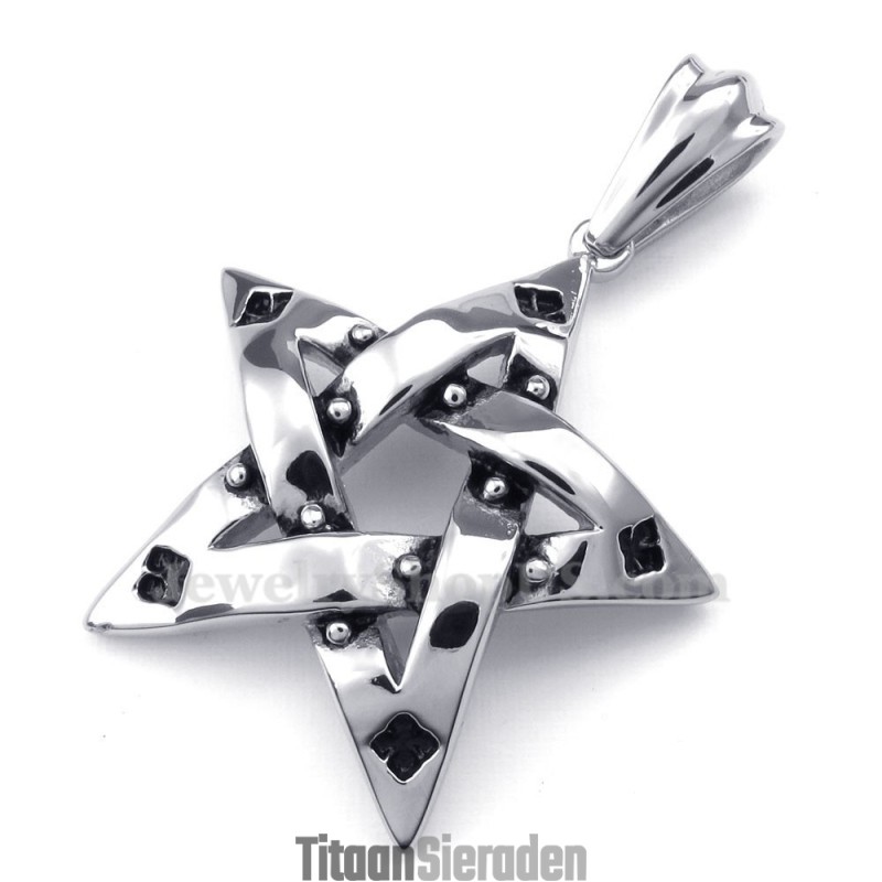 Titanium Spots Vijfpuntige Ster Hanger Ketting (Gratis Ketting) Titanium Spots Vijfpuntige Ster Hanger Ketting (Gratis Ketting)