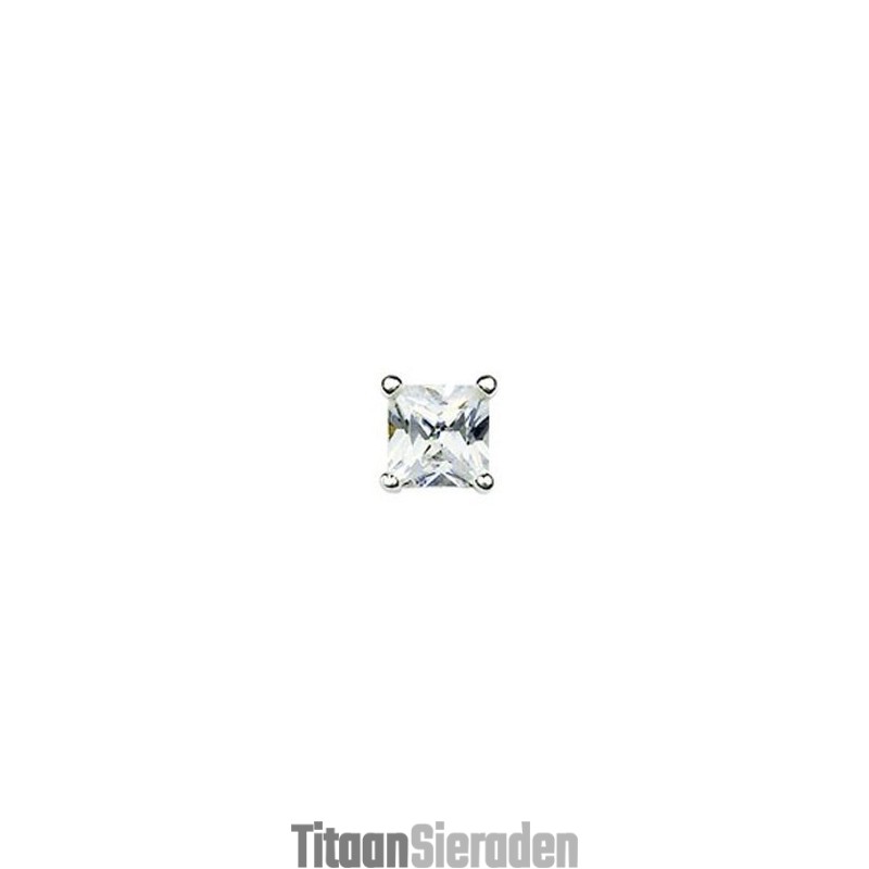 Zuiver Witte Vierkante Titanium Oorbellen Zuiver Witte Vierkante Titanium Oorbellen