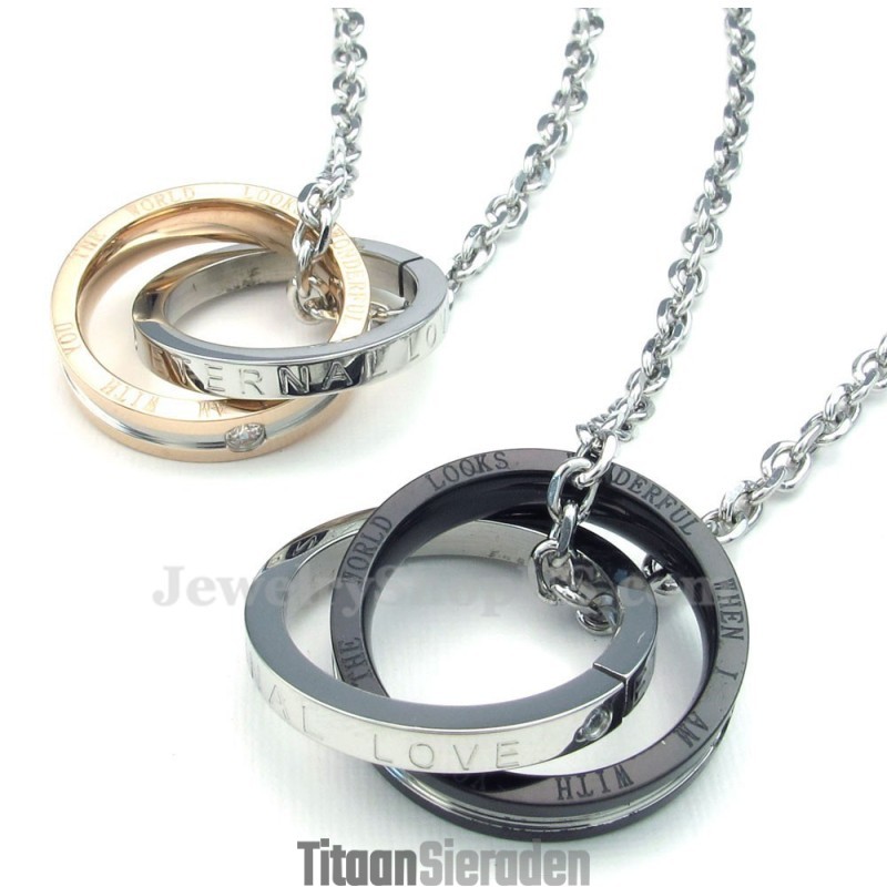 Titanium In Elkaar Grijpende Cirkels Hanger Ketting (Gratis Ketting) (Één Paar) Titanium In Elkaar Grijpende Cirkels Hanger Ketting (Gratis Ketting) (Één Paar)