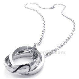 Ketting Met In Elkaar Grijpende Cirkels Van Titanium Voor Koppels (Gratis Ketting) (Één Paar)