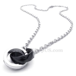 Titanium In Elkaar Grijpende Cirkels Hanger Ketting (Gratis Ketting) (Één Paar)