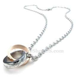 Titanium In Elkaar Grijpende Cirkels Hanger Ketting (Gratis Ketting) (Één Paar)