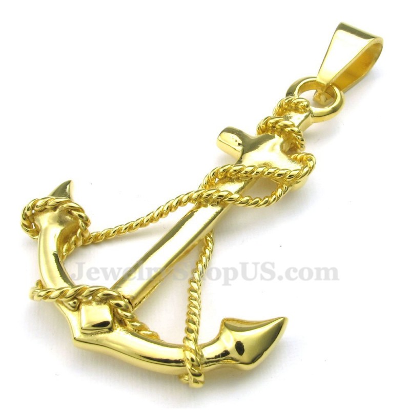 Titanium Gouden Anker Hanger Ketting (Gratis Ketting) Titanium Gouden Anker Hanger Ketting (Gratis Ketting)