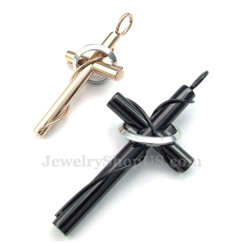 Titanium Kruisringen Koppelhanger Ketting (Gratis Ketting) (Één Paar) Titanium Kruisringen Koppelhanger Ketting (Gratis Ketting) (Één Paar)