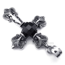 Zwarte Zirkonia Kruis Titanium Hanger Ketting (Gratis Ketting)