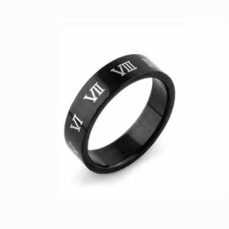 Romeinse Cijfers Heren 6 Mm Zwarte Titanium Ring