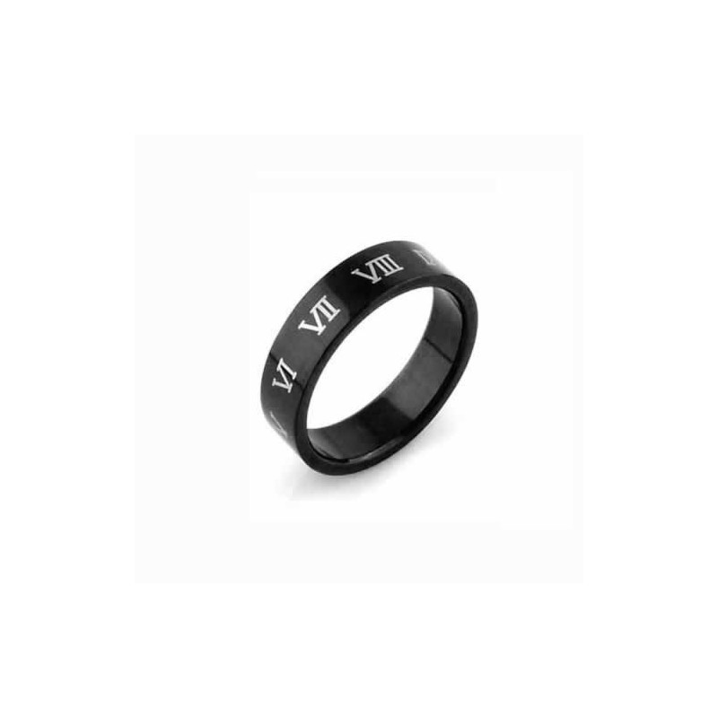 Romeinse Cijfers Heren 6 Mm Zwarte Titanium Ring