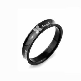 Klavertjevier Herenring Van 6 Mm Zwart Titanium