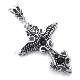 Zwarte Zirkoon Titanium Hanger Ketting (Gratis Ketting)