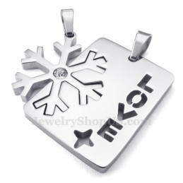 Zilveren Titanium Ketting Met Sneeuwvlokhanger (Gratis Ketting) (Één Paar)