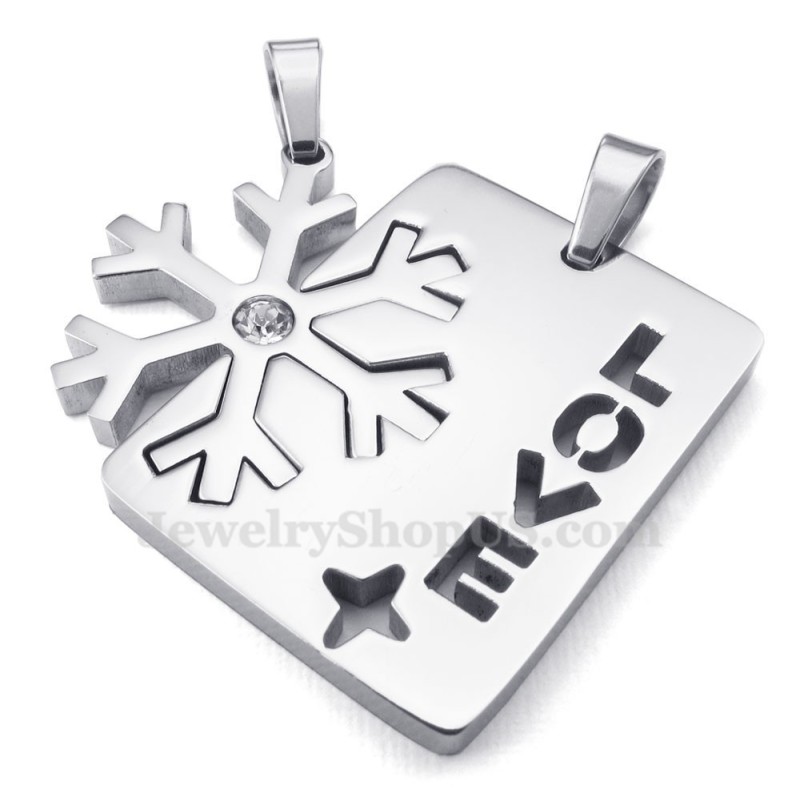 Zilveren Titanium Ketting Met Sneeuwvlokhanger (Gratis Ketting) (Één Paar) Zilveren Titanium Ketting Met Sneeuwvlokhanger (Gratis Ketting) (Één Paar)