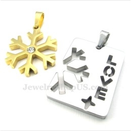 Titanium Gouden Sneeuwvlok Hanger Ketting Voor Koppels (Gratis Ketting) (Één Paar)