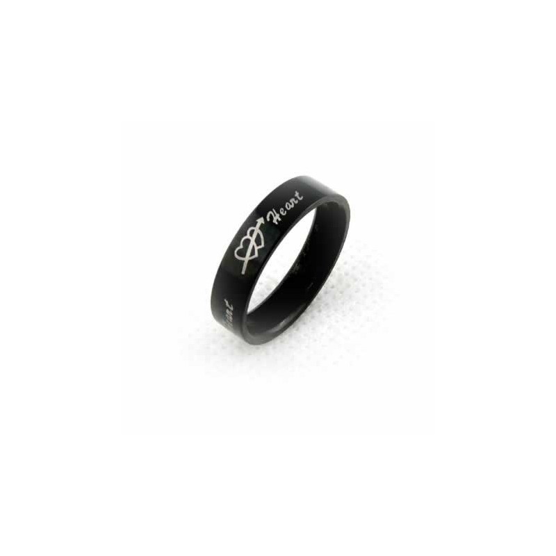 Een Pijlvormige Piercing Door Twee Harten, 6 Mm Zwarte Titanium Ring Voor Heren