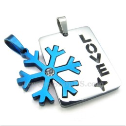 Titanium Koppels Blauwe Sneeuwvlok Hanger Ketting (Gratis Ketting) (Één Paar)