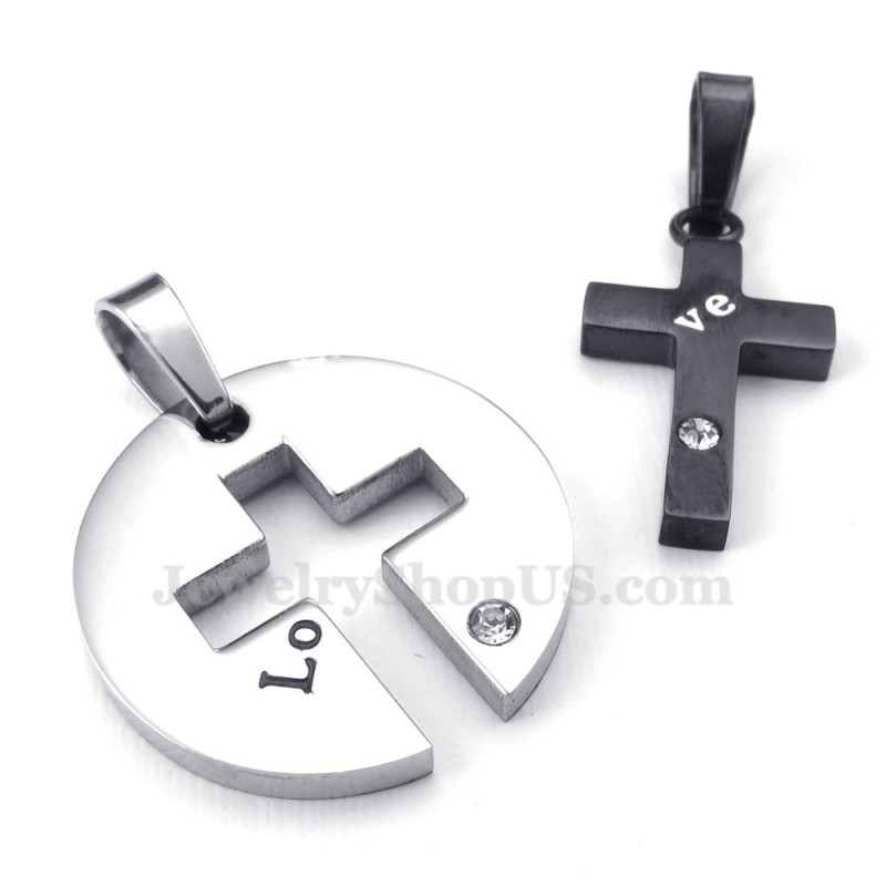 Titanium Zwarte Kruis Hanger Ketting (Gratis Ketting) (Één Paar) Titanium Zwarte Kruis Hanger Ketting (Gratis Ketting) (Één Paar)