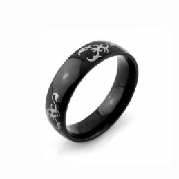 Scorpion King Heren 6Mm Zwarte Titanium Ring