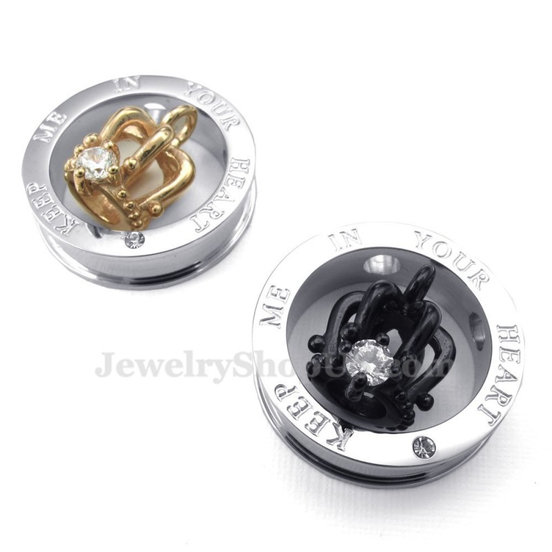 Titanium Imperial Crown Couples Hanger Ketting (Gratis Ketting) (Eén Paar)