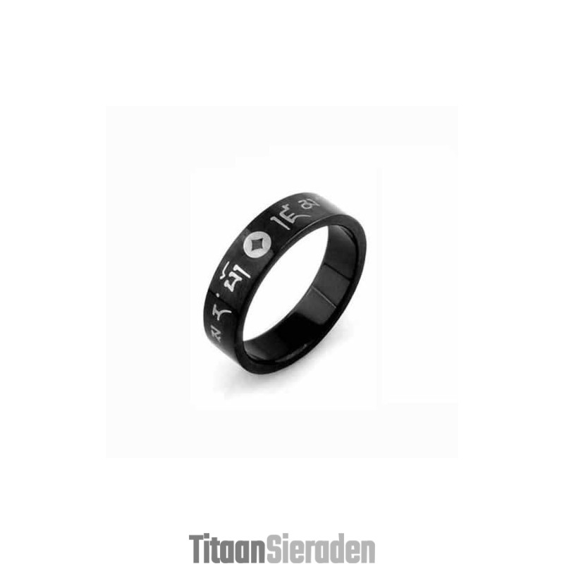Koreaanse Herenring Van 6 Mm Zwart Titanium Koreaanse Herenring Van 6 Mm Zwart Titanium