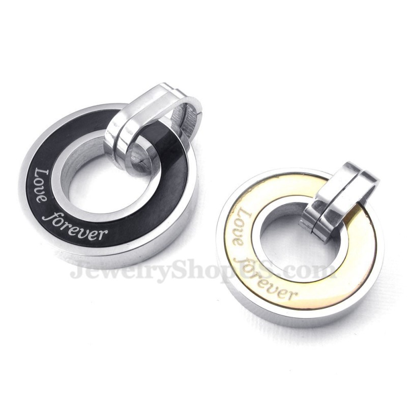 Titanium Circles Couples Hanger Ketting (Gratis Ketting) (Eén Paar)