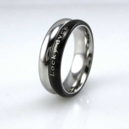 Locky Dvck Unisex 6Mm Zwarte Titanium Ring
