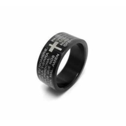 Bijbelkruis Heren 6Mm Zwarte Titanium Ring