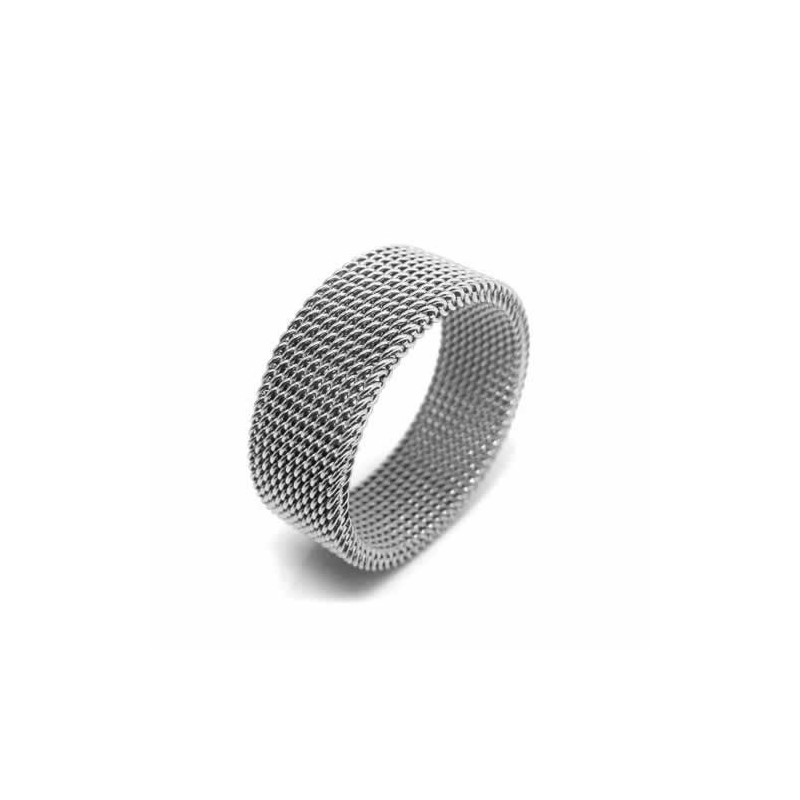 Unisex 8 Mm Titanium Ring Met Mesh Unisex 8 Mm Titanium Ring Met Mesh