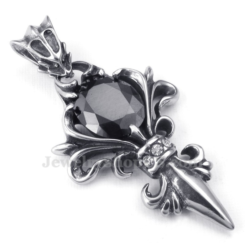 Zwarte Zirkoon Titanium Hanger Ketting (Gratis Ketting)