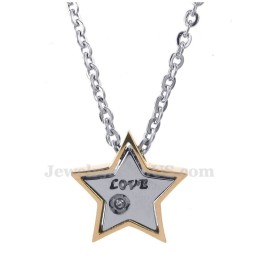 Titanium Vijfpuntige Ster Hanger Ketting Voor Koppels (Gratis Ketting) (Één Paar)