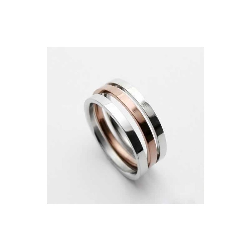 Heren 6 Mm Goud- En Zilverkleurige Titanium Ring Heren 6 Mm Goud- En Zilverkleurige Titanium Ring
