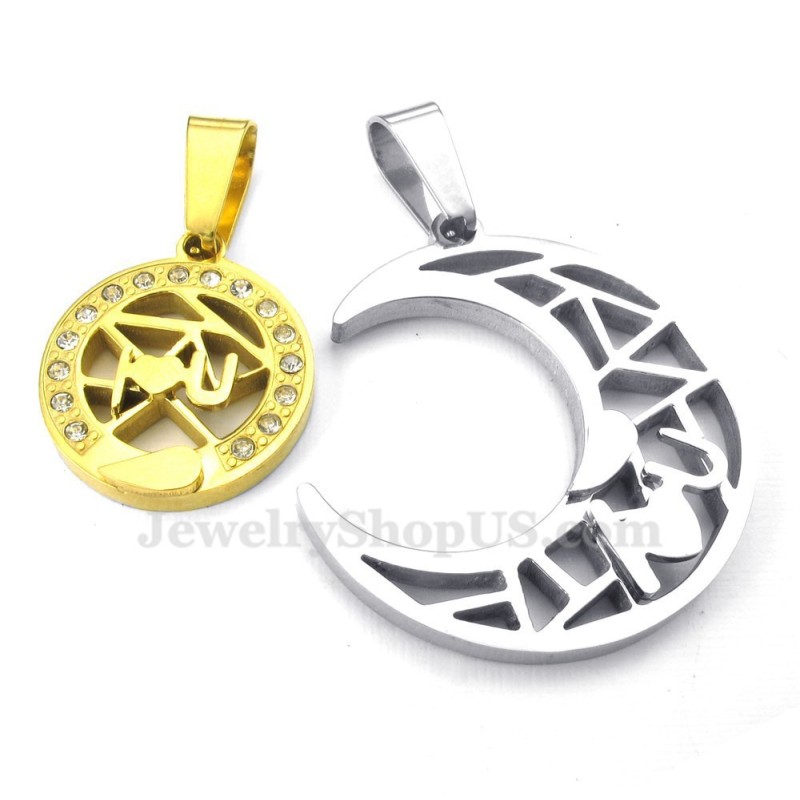 Titanium Gouden Maan En Sterren Koppel Hanger Ketting (Gratis Ketting) (Één Paar) Titanium Gouden Maan En Sterren Koppel Hanger Ketting (Gratis Ketting) (Één Paar)