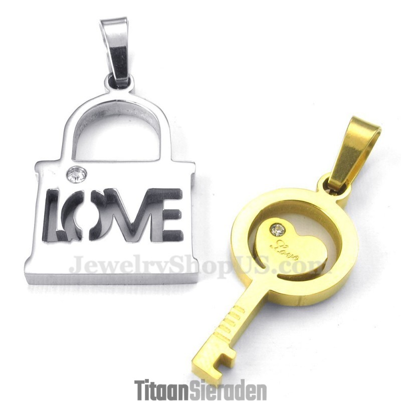 Titanium Gouden Sleutelhanger Ketting (Gratis Ketting) (Één Paar) Titanium Gouden Sleutelhanger Ketting (Gratis Ketting) (Één Paar)