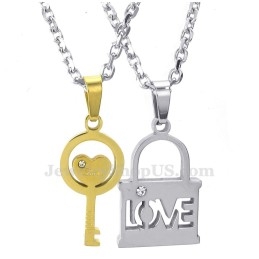 Titanium Gouden Sleutelhanger Ketting (Gratis Ketting) (Één Paar)