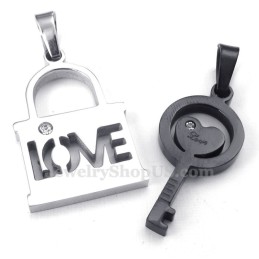 Titanium Zwarte Sleutel Hanger Ketting (Gratis Ketting) (Één Paar)