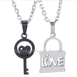 Titanium Zwarte Sleutel Hanger Ketting (Gratis Ketting) (Één Paar)