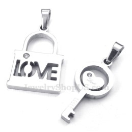 Titanium Zilveren Sleutelhanger Ketting (Gratis Ketting) (Één Paar)