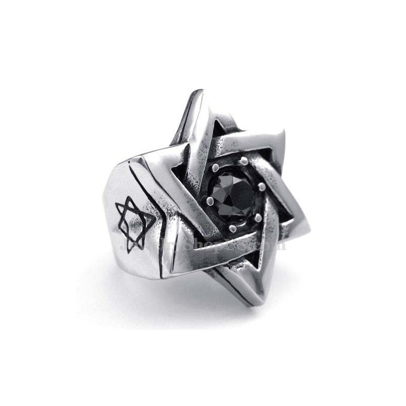 Titanium Gelukssterring Met Zwarte Zirkoon Titanium Gelukssterring Met Zwarte Zirkoon