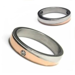 Diamanten Zetting 4 Mm Titanium & Goud Ingelegde Rechtbankbandring