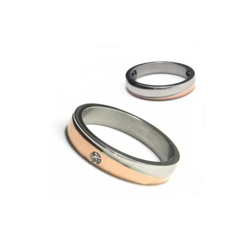Diamanten Zetting 4 Mm Titanium & Goud Ingelegde Rechtbankbandring Diamanten Zetting 4 Mm Titanium & Goud Ingelegde Rechtbankbandring