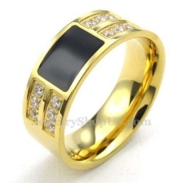 Gouden Titanium Ring Met Witte Zirkoon