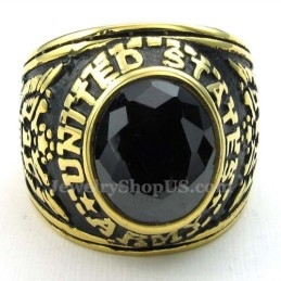 Gouden Titanium Ring Met Zwarte Zirkoon