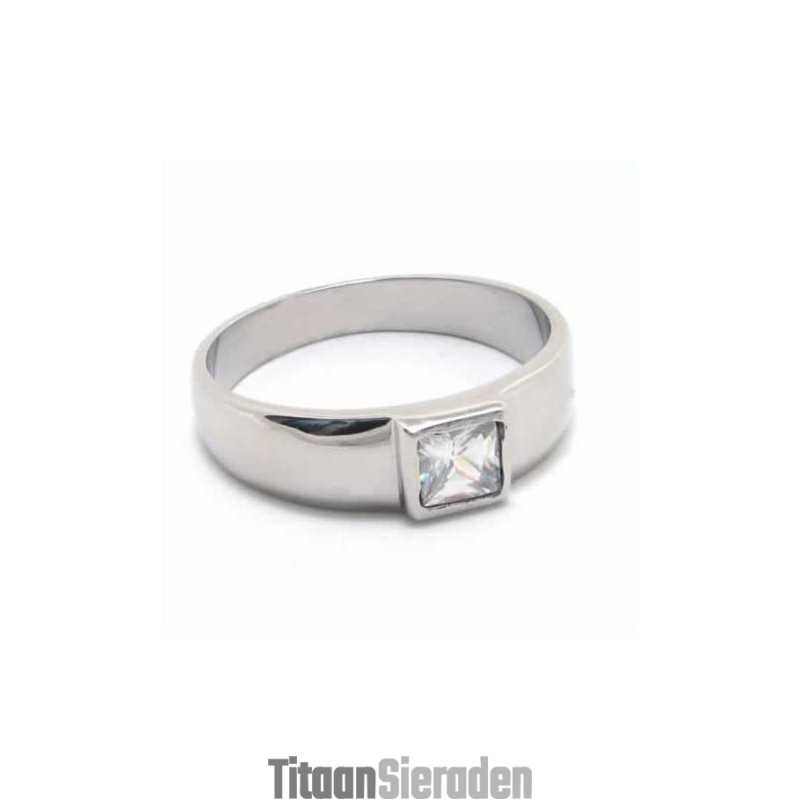 Diamanten Zetting 6 Mm Titanium Ingelegde Ring Diamanten Zetting 6 Mm Titanium Ingelegde Ring